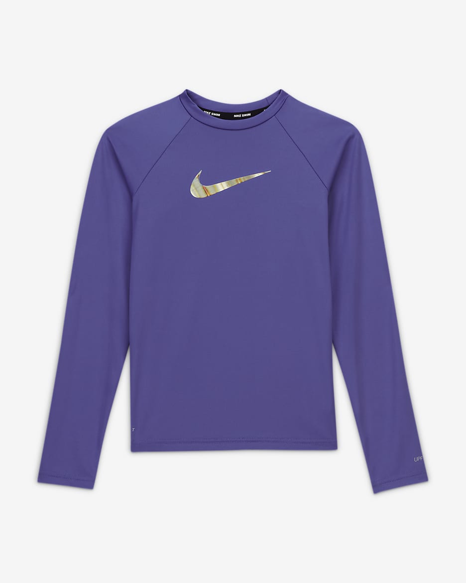 Nike Swoosh Big Kids Girls Long Sleeve Hydroguard Swim Shirt. Nike